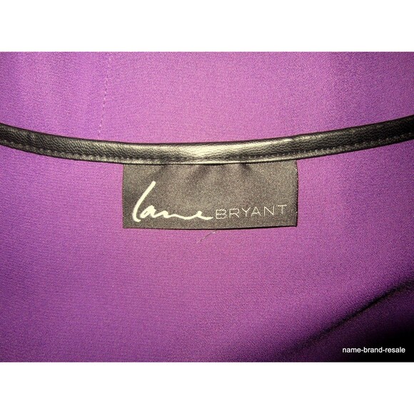 LANE BRYANT‎ Purple Blk Leatherette Shirt Womens PLUS 14 16 1X Hi Low Split Back - Picture 4 of 5